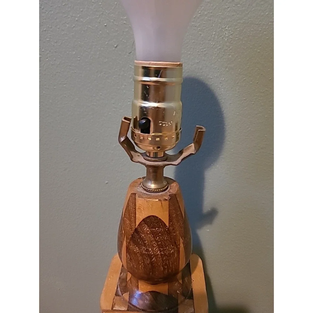 Mid Century Modern Vintage Turned Wood Tall Accent Lamp No Shade‎ Works